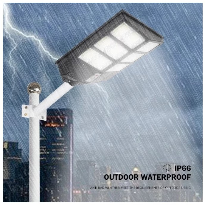 Lampa solara stradala Flippy, cu telecomanda, senzor de miscare si lumina, suport prindere, 480 LED-uri, IP65, ABS, 15AH, 300W, temperatura culoare 6500K, 44.6x34.8x7.2 cm, autonomie 10-12 ore, negru [5]