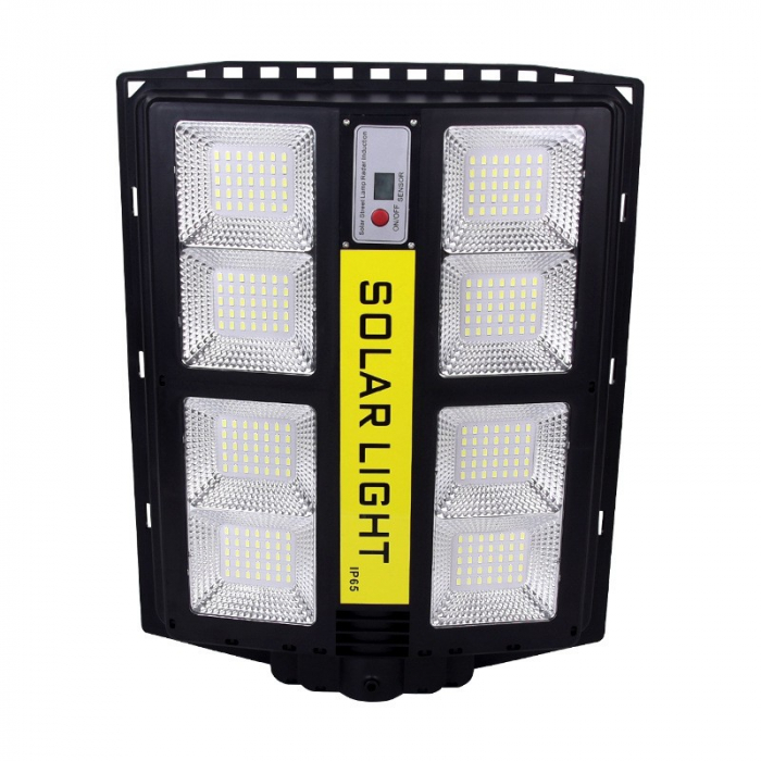 Lampa solara stradala Flippy, cu telecomanda, senzor de miscare si lumina, suport prindere, 720 LED-uri, IP65, ABS, 15AH, 500W, temperatura culoare 6500K, 44.5x34.7x6.6 cm, autonomie 10-12 ore, negru [6]