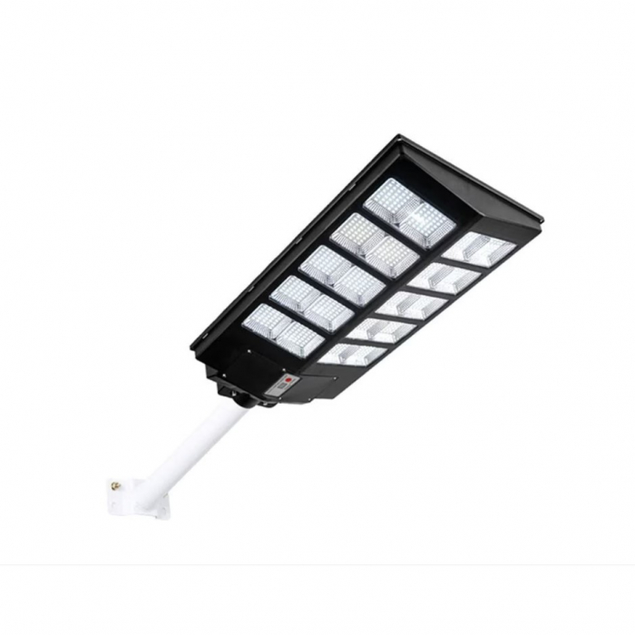 Lampa solara stradala Flippy, cu telecomanda, senzor de miscare si lumina, suport prindere, 800 LED-uri, IP65, ABS, 25AH, 500W, temperatura culoare 6500K, 67.6x34.8x7.2 cm, autonomie 10-12 ore, negru [1]