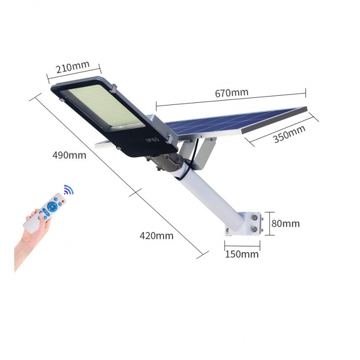 Lampa solara stradala Flippy, pentru curte sau strada, finisaj lucios, rezistent la apa, montare prin fixare, senzor lumina, baterie de litiu, IP65, lumina rece, putere 500W, autonomie 10 ore, 49.5 x  [8]