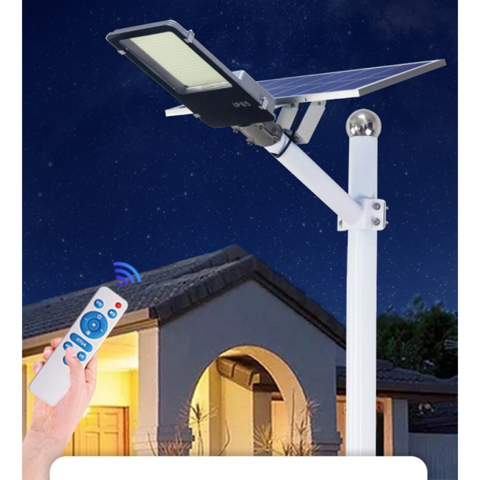Lampa solara stradala Flippy, pentru curte sau strada, finisaj lucios, rezistent la apa, montare prin fixare, senzor lumina, baterie de litiu, IP65, lumina rece, putere 500W, autonomie 10 ore, 49.5 x  [9]