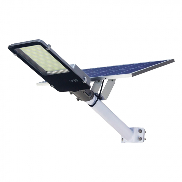 Lampa solara stradala Flippy, pentru curte sau strada, finisaj lucios, rezistent la apa, montare prin fixare, senzor lumina, baterie de litiu, IP65, lumina rece, putere 200W, autonomie 10 ore, 49 x 21 [1]