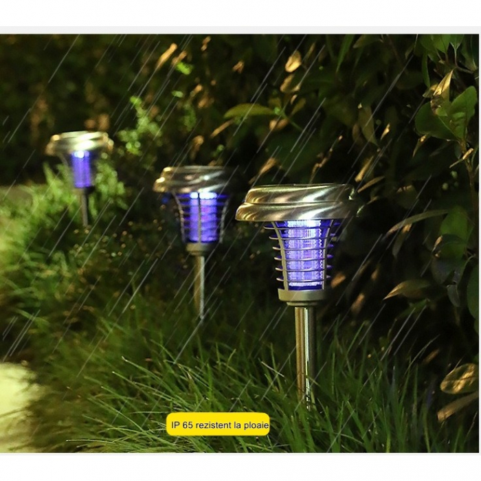 Lampa solara tip torta Flippy, anti-insecte, tantari, UV, LED, 1.2V, IP65, 1 LED, material ABS, 48 x 14 cm, gri [4]