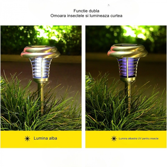 Lampa solara tip torta Flippy, anti-insecte, tantari, UV, LED, 1.2V, IP65, 1 LED, material ABS, 48 x 14 cm, gri [5]
