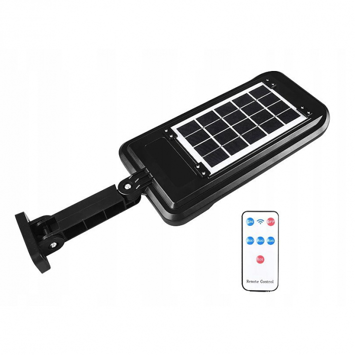 Lampă stradală solară Flippy, cu telecomandă, 36 cm x 11.5 cm, 108 COB LED, 2592 Lumeni, 21.6 W - echivalent 172 W bec incadescent, IP65, Senzor de Miscare, Senzor de Lumina, 2 Grile, Alb Rece [3]