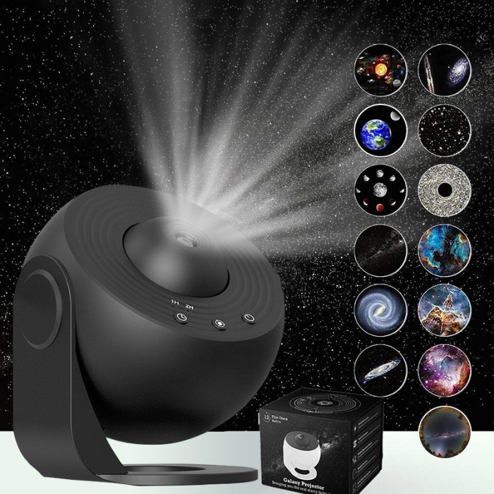 Lampa Tip Proiector Galaxie, Flippy, pentru Dormitor, Tematica Cer Instelat, Model Glob, HD, Rotire 360 de Grade, 13 Imagini, Incarcare USB, 5 W, 11.2x10.8x10.9 cm, Negru [3]