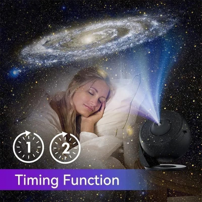 Lampa Tip Proiector Galaxie, Flippy, pentru Dormitor, Tematica Cer Instelat, Model Glob, HD, Rotire 360 de Grade, 13 Imagini, Incarcare USB, 5 W, 11.2x10.8x10.9 cm, Negru [4]