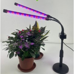 Lampa UV pentru crestere plante Flippy, cu USB, 5W, 2 capete, lumina mov, 48 LED-uri, 9 nivele, timer, ajustabila pana la 65 cm [1]