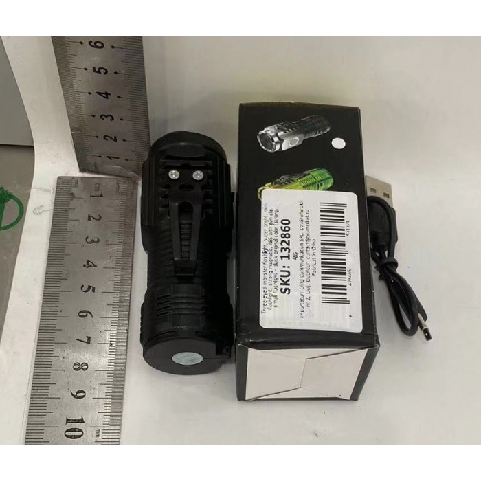 * LICHIDARE DE STOC * Lanterna cu 3 Nuclee Led, Flippy, Incarcare USB, Autonomie 4-20h, Raza Maxima 100-200 m, 5W, 4 x 4 x 9 cm, Suport de Agatat, Fund Magnetic, Negru Galvanizat [2]