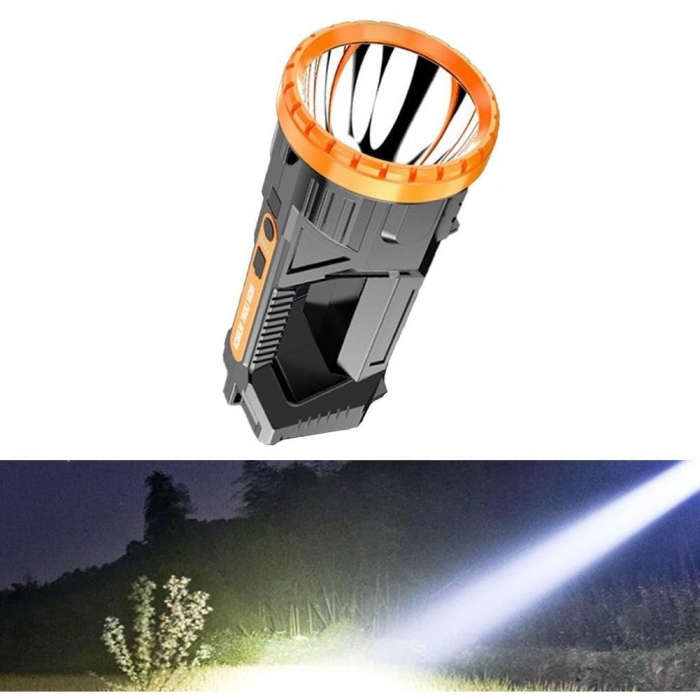 Lanterna LED, Flippy, Incarcare USB, Autonomie 8-24h, 2 Surse de Lumina, Principal si Lateral, Raza Maxima 100-200 m, COB, 5W, 23 x 10 x 10 cm, Galben [3]