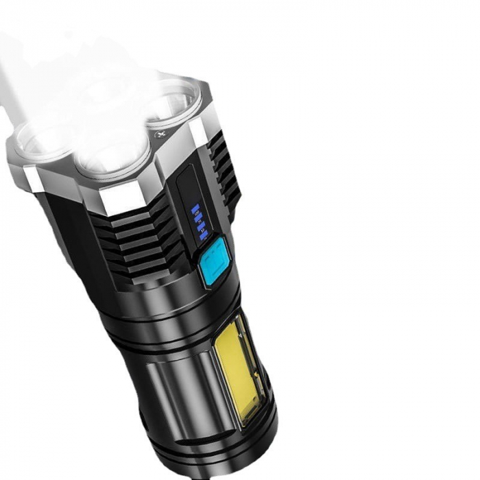 Lanterna LED Tactica 2 in 1, Flippy, 4 Moduri de Iluminare, Tip Proiector COB, Rezistenta la Apa, Reincarcabila, USB, Lanterna de Drumetii, 13.6 x 5 cm, Negru [9]