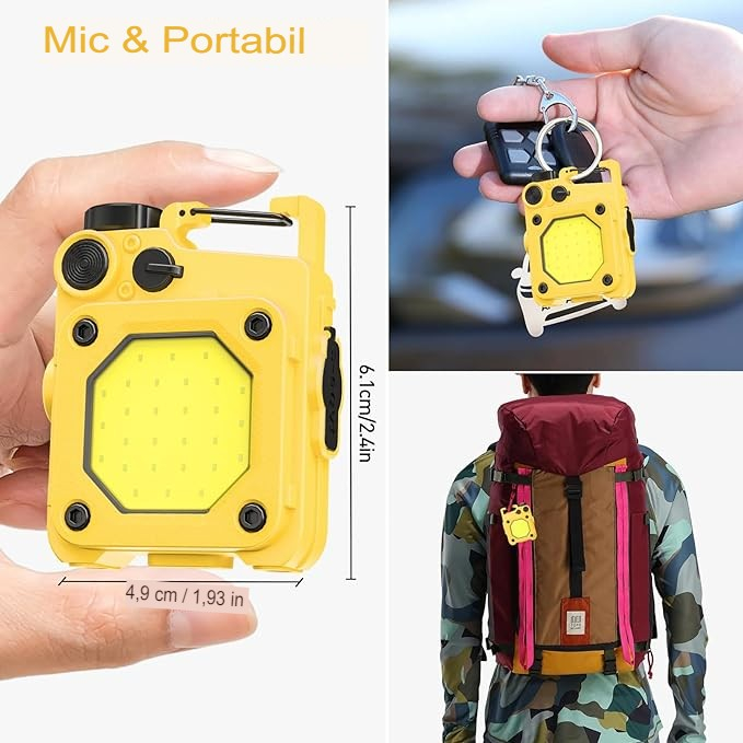Lanterna Mini de Buzunar Tip Breloc, Flippy, Incarcare prin USB Type C, Multifunctionala, pentru Exterior, Camping, Alpinism, Ciclism, Mini Lanterna Elvis, 6.1 x 5 x 2.5 cm, Lumina Puternica, Culoare  [4]