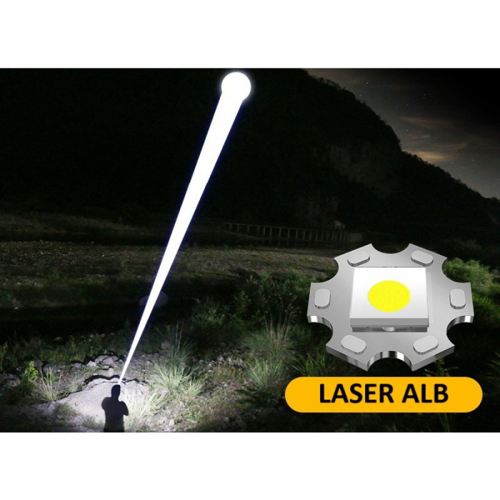 Lanterna Power Bank LED, Flippy, Incarcare USB, Raza 200m, 10W, Model T6 Telescopic, Functie Zoom si Incarcare Telefon, 1800 mAh, Negru [4]