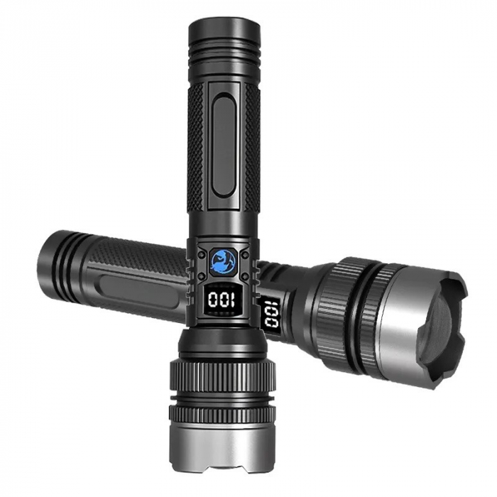 Lanterna Power Bank LED, Flippy, Incarcare USB, Raza 200m, 10W, Model T6 Telescopic, Functie Zoom si Incarcare Telefon, 1800 mAh, Negru [5]