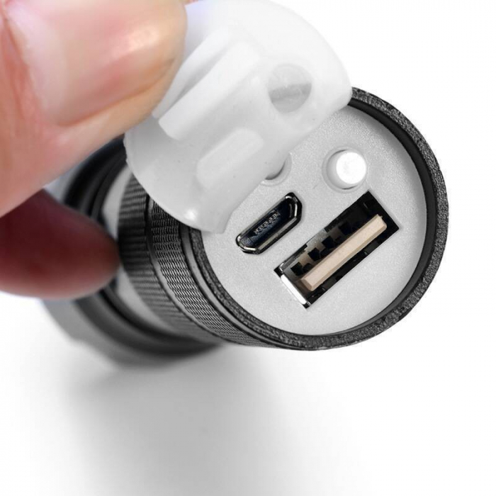 Lanterna Power Bank LED, Flippy, Incarcare USB, Raza 300m, 5W, Model T9 Telescopic 14.7 -15.7 cm, Functie Zoom si Incarcare Telefon, Negru [3]