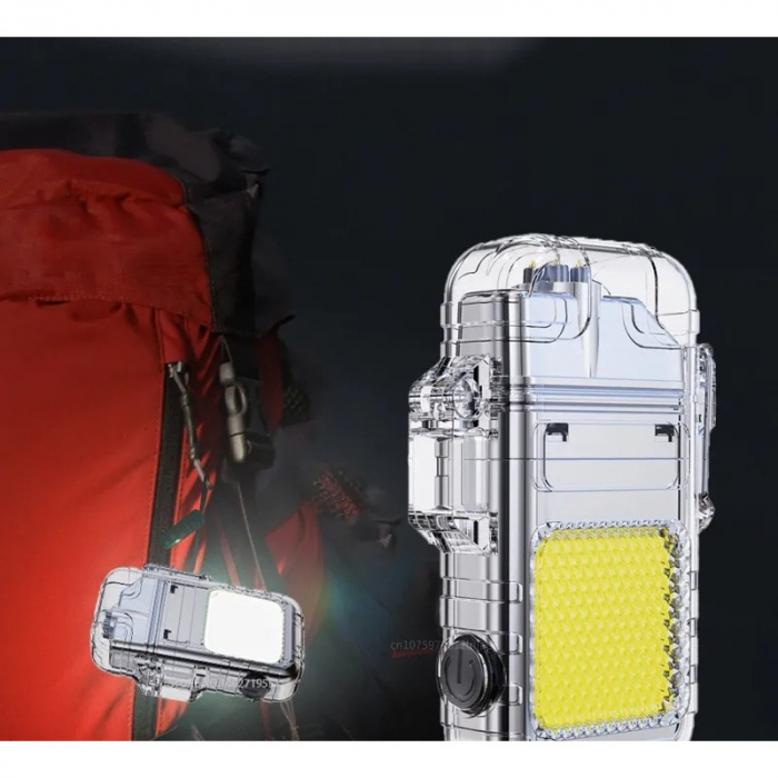 Lanterna Tip Breloc cu Bricheta, Flippy, Impermeabila, 3 Moduri Iluminare, 300 mAh, Incarcare USB-C, COB, Raza de Actiune 50 - 100 m, 7.4 x 4.9 x 1.7 cm, Argintiu [4]