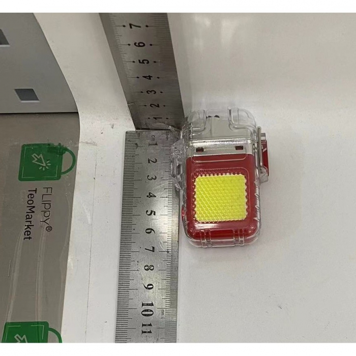 Lichidare Lanterna Tip Breloc cu Bricheta, Flippy, Impermeabila, 3 Moduri Iluminare, 300 mAh, Incarcare USB-C, COB, Raza de Actiune 50 - 100 m, 7.4 x 4.9 x 1.7 cm, Rosu [2]