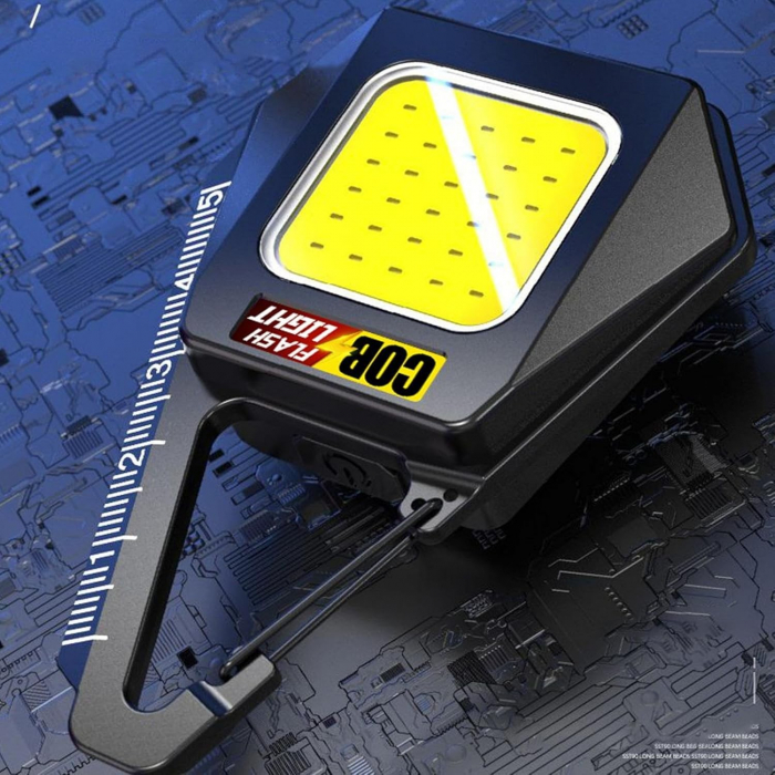 Lichidare Lanterna Tip Breloc, Flippy, Impermeabila, Incarcare USB-C, COB, 8 x 5.3 cm, 500 mAh, 5W, Negru Galben [5]