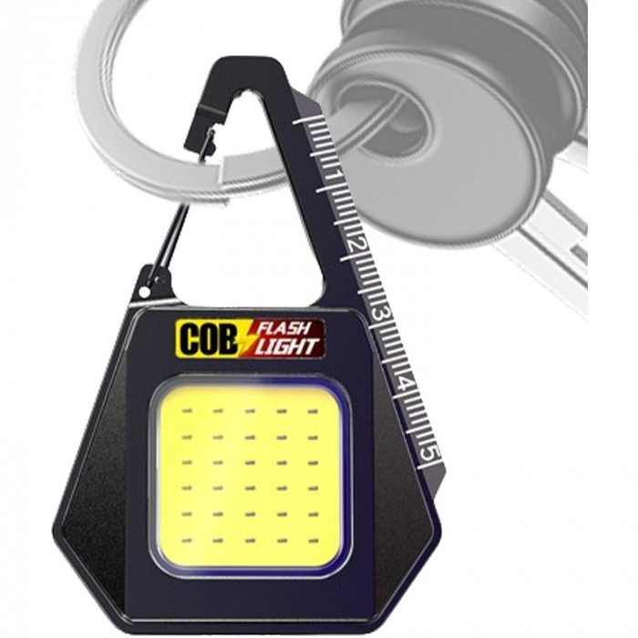 Lanterna Tip Breloc, Flippy, Impermeabila, Incarcare USB-C, COB, 8 x 5.3 cm, 500 mAh, 5W, Negru Galben [3]