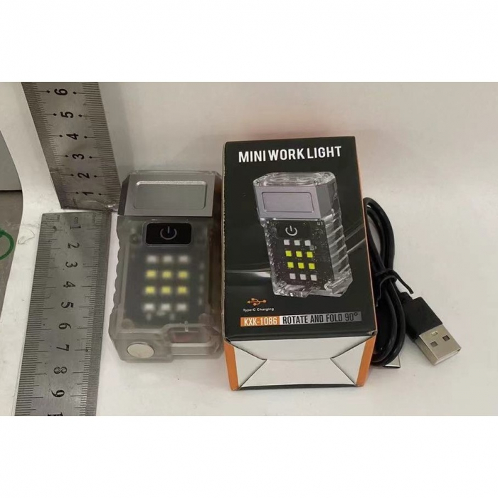Lanterna UV LED Portabila, Flippy, Incarcare USB Tip C, Raza 50 m, 5W, 3 Culori de Lumina, 1200 mAh, 8 x 2 x 4.2 cm, Transparent Fluorescent [2]