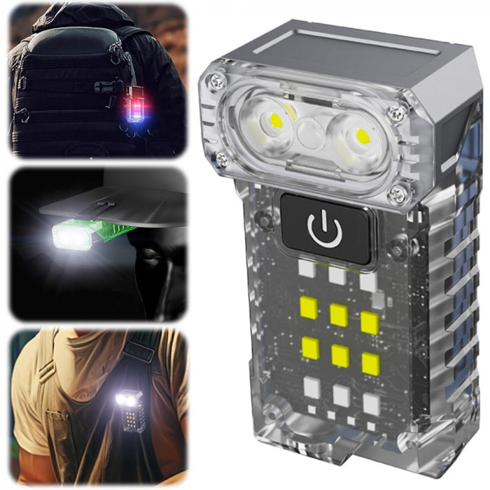 Lanterna UV LED Portabila, Flippy, Incarcare USB Tip C, Raza 50 m, 5W, 3 Culori de Lumina, 1200 mAh, 8 x 2 x 4.2 cm, Transparent Fluorescent [5]