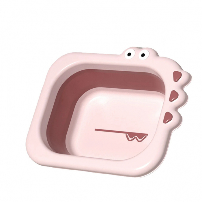 Lavoar Pliabil, Flippy, pentru Copii, din PP/TPE, Portabil, Model Crocodil, 30x24.5x9 cm, Roz [1]