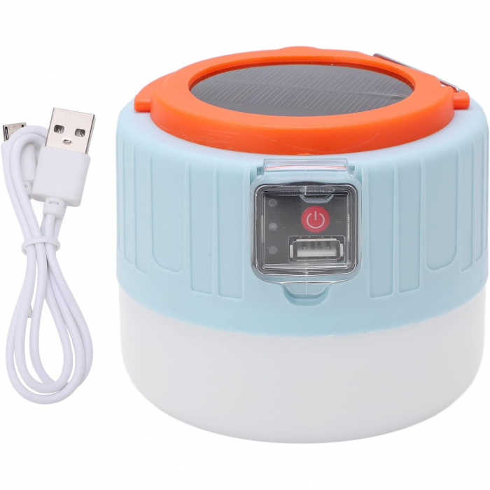 Lampa Portabila, Flippy, Incarcare Solara + USB, Afisaj Inteligent al Bateriei, Raza de Actiune 32 mp, 6x9x11 cm, 3 Moduri, Alb [1]
