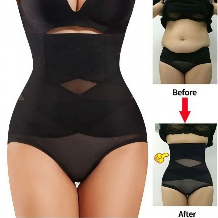 Lenjerie Modelatoare pentru Abdomen, Flippy, cu Talie Inalta si Corset, Negru, Push-Up, Marimea M [3]
