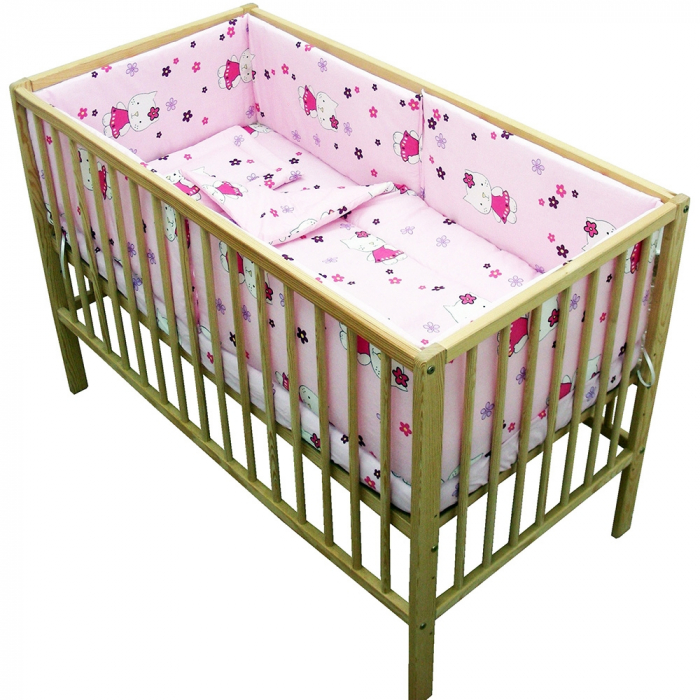 Lenjerie patut Hubners Kitty Floricele 5 piese roz [1]