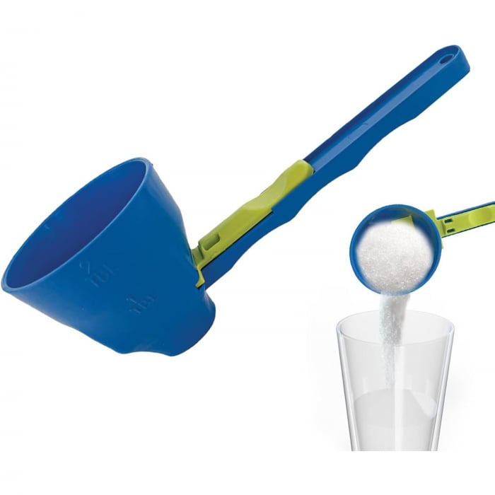 Lingura Gradata, Flippy, Tip Palnie, din Plastic, Coada Lunga, 8 x 8 x 3 cm, Albastru/Verde [4]