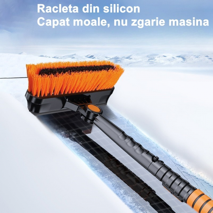 * LICHIDARE STOC * Perie si Racleta Rotativa 3 in 1, Flippy, Perie Auto pentru Zapada, Telescopica, Detasabila, Material Aluminiu si ABS, 100 x 25 cm, Negru [5]