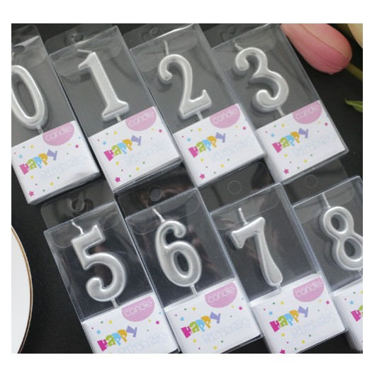 Lumanare de Tort, Flippy, Model Cifra 3, Party, 4.5 x 2.5 cm, din Parafina, Argintiu [1]