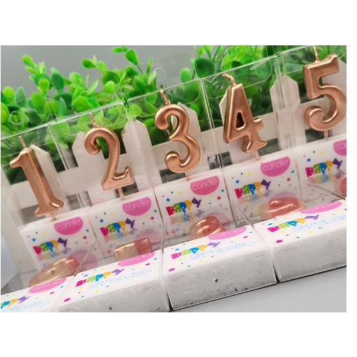 Lumanare de Tort, Flippy, Model Cifra 5, Party, 4.5 x 2.5 cm, din Parafina, Rose Gold [1]