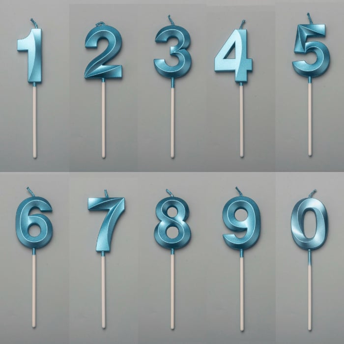 Lumanare Cifra 0, Flippy, Model Diamond, 5 x 3.4 cm, Albastru [6]