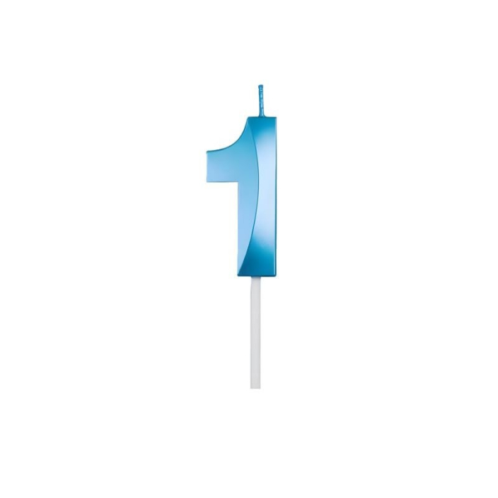 Lumanare Cifra 1, Flippy, Model Diamond, 5 x 3.4 cm, Albastru [8]