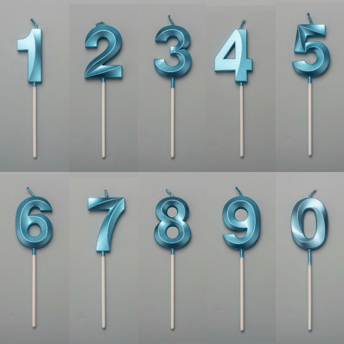 Lumanare Cifra 3, Flippy, Model Diamond, 5 x 3.4 cm, Albastru [4]