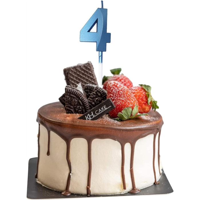 Lumanare Cifra 4, Flippy, Model Diamond, 5 x 3.4 cm, Albastru [3]