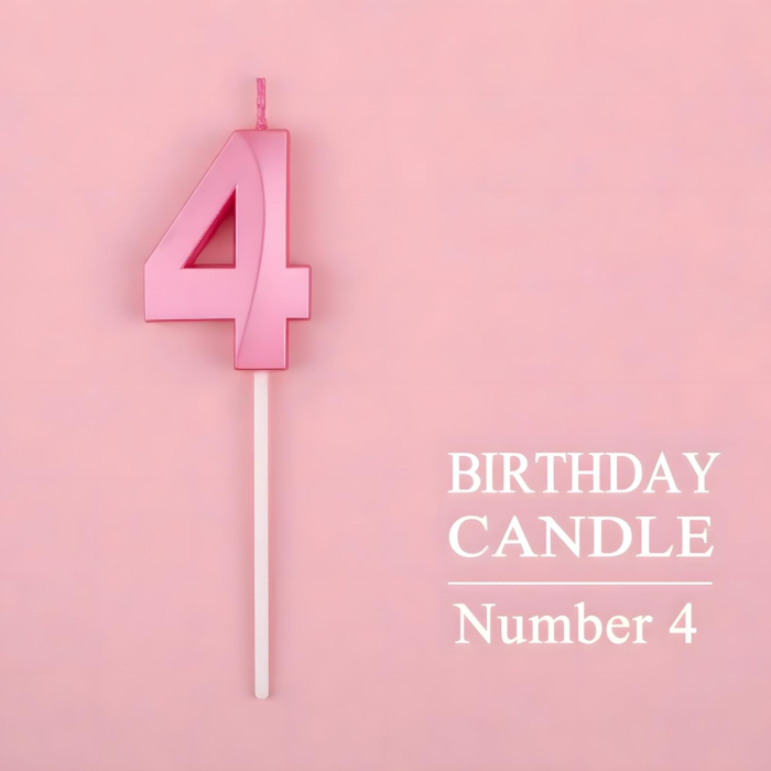 Lichidare de stoc Lumanare Cifra 4, Flippy, Model Diamond, 5 x 3.4 cm, Roz [5]