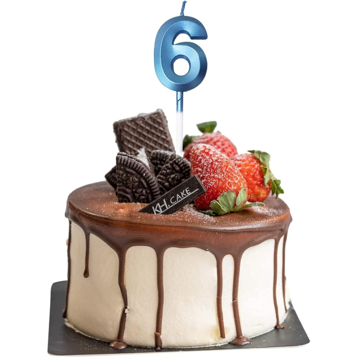 Lumanare Cifra 6, Flippy, Model Diamond, 5 x 3.4 cm, Albastru [3]