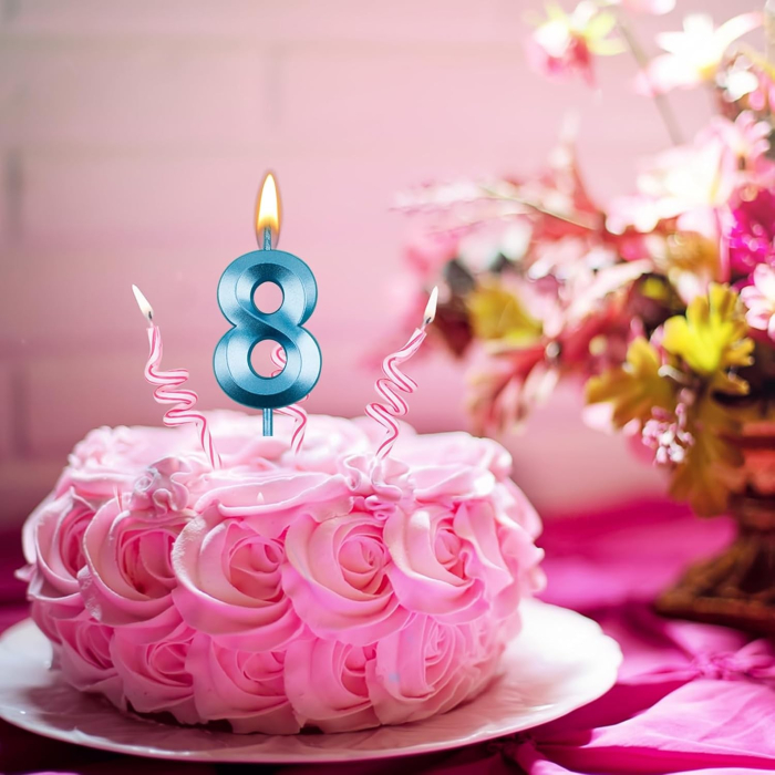 Lumanare Cifra 8, Flippy, Model Diamond, 5 x 3.4 cm, Albastru [6]