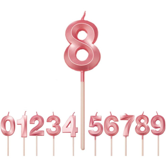 Lumanare Cifra 8, Flippy, Model Diamond, 5 x 3.4 cm, Roz [1]