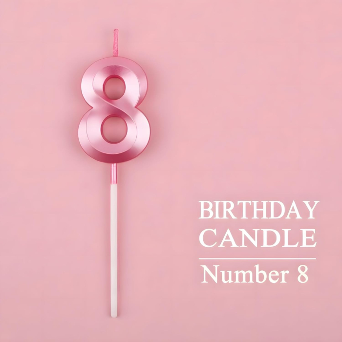 Lumanare Cifra 8, Flippy, Model Diamond, 5 x 3.4 cm, Roz [4]