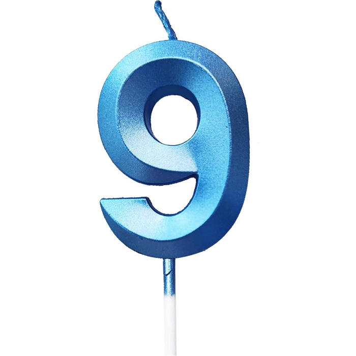 Lumanare Cifra 9, Flippy, Model Diamond, 5 x 3.4 cm, Albastru [1]