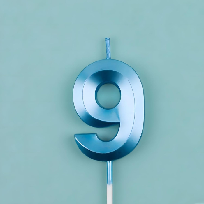 Lumanare Cifra 9, Flippy, Model Diamond, 5 x 3.4 cm, Albastru [7]