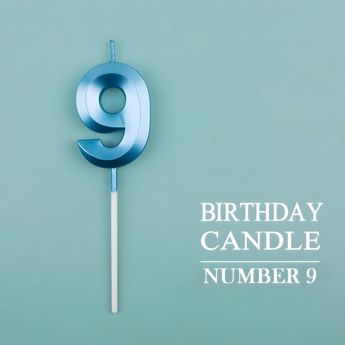 Lumanare Cifra 9, Flippy, Model Diamond, 5 x 3.4 cm, Albastru [6]