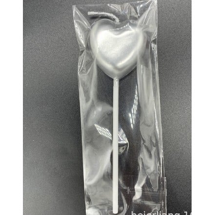 Lumanare de Tort, Flippy, Model Inima, Party, 8.5 x 3 cm, Argintiu [1]