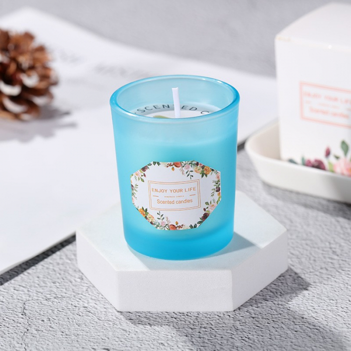 Lumanare Parfumata, Flippy, Model Pahar Albastru, Aroma de Lime si Busuioc [1]