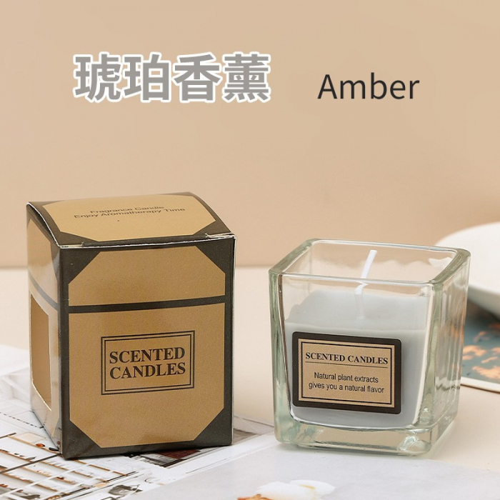 Lumanare Parfumata, Flippy, Model Pahar Transparent, cu Ulei Esential, Aroma de Ambra, Gri [1]