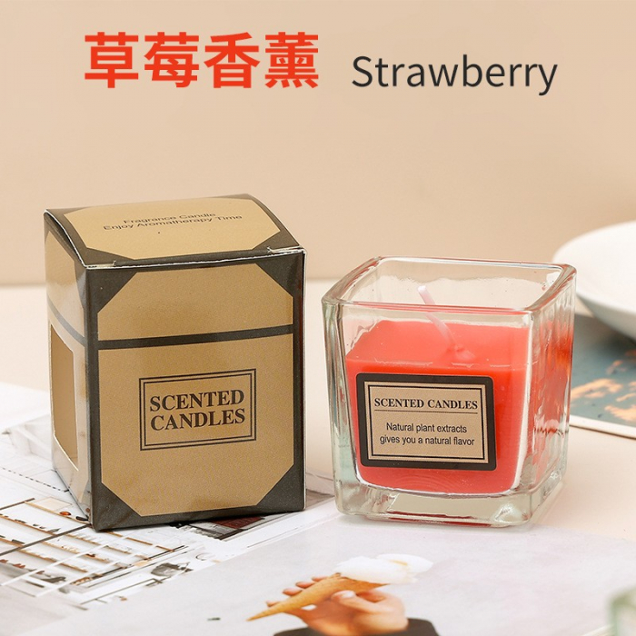 Lumanare Parfumata, Flippy, Model Pahar Transparent, cu Ulei Esential, Aroma de Capsuni, Rosu [1]