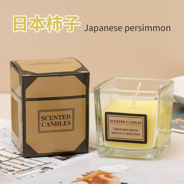 Lumanare Parfumata, Flippy, Model Pahar Transparent, cu Ulei Esential, Aroma de Kaki Japonez, Galben [1]